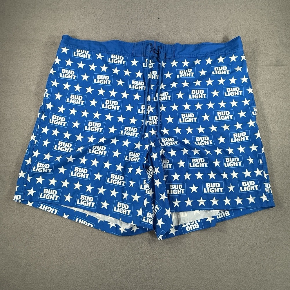 BUD LIGHT MEN'S SWIM TRUNKS 3XL AOP Beer Funny Swim Shorts